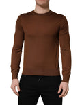 Dolce & Gabbana Brown Cashmere Men Crew Neck Pullover Sweater - Eljoys Fashion 