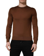 Dolce & Gabbana Brown Cashmere Men Crew Neck Pullover Sweater - Eljoys Fashion 