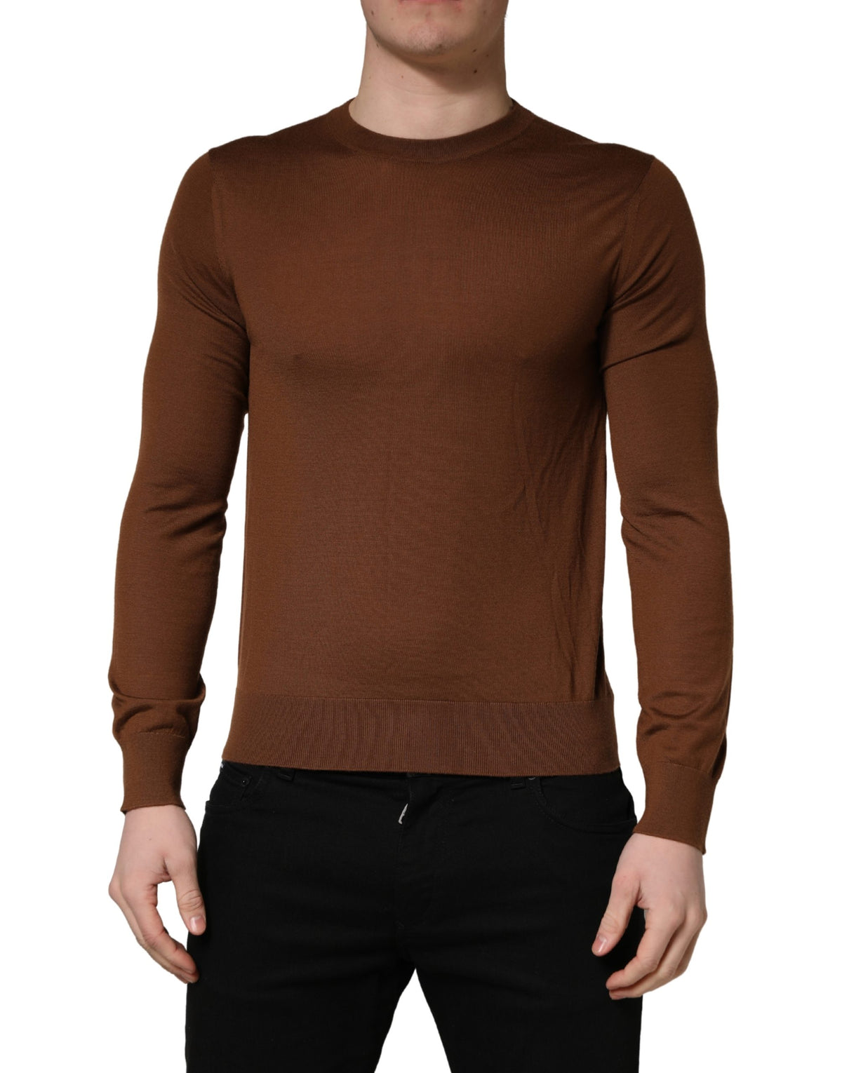 Dolce & Gabbana Brown Cashmere Men Crew Neck Pullover Sweater - Eljoys Fashion 