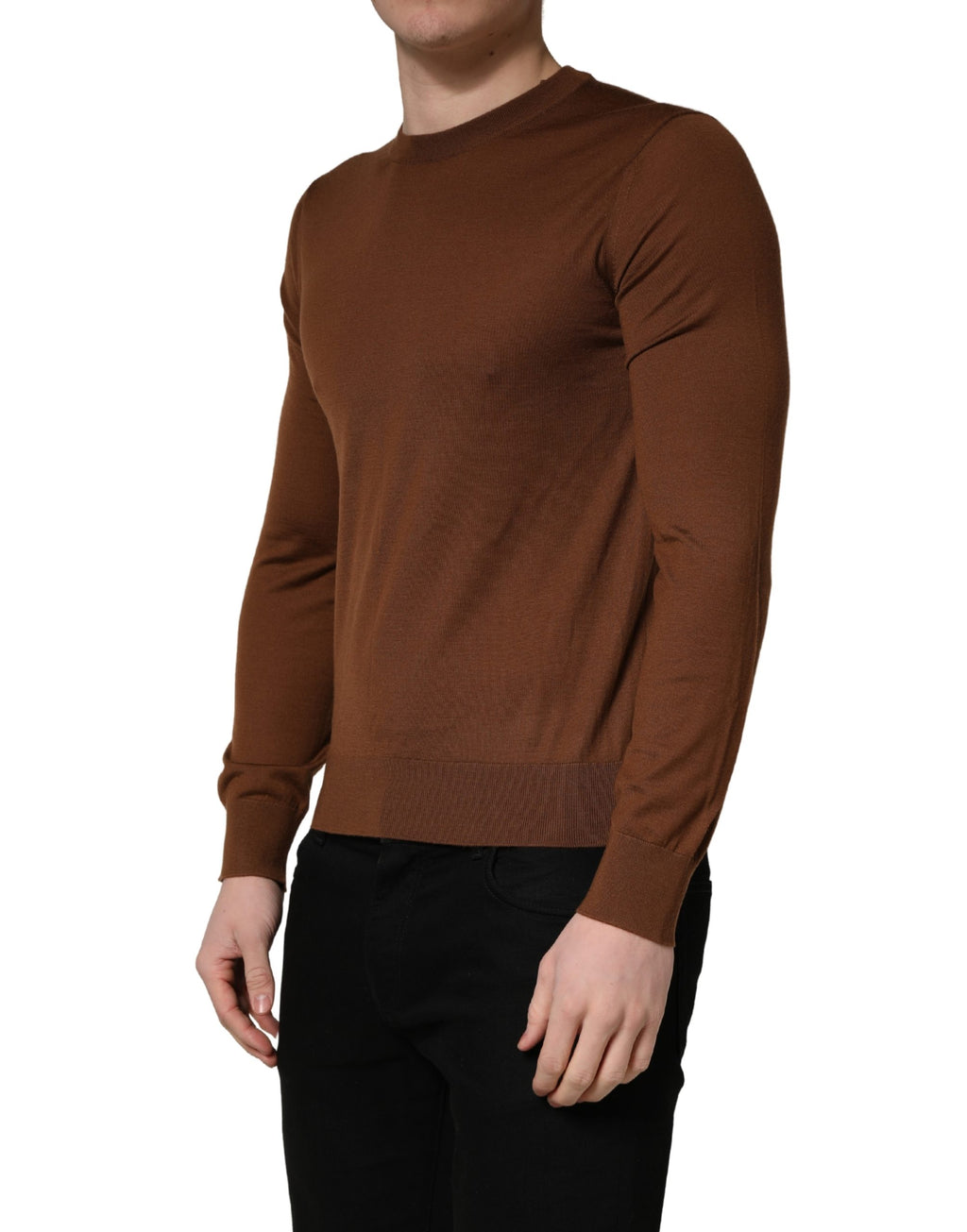 Dolce & Gabbana Brown Cashmere Men Crew Neck Pullover Sweater - Eljoys Fashion 