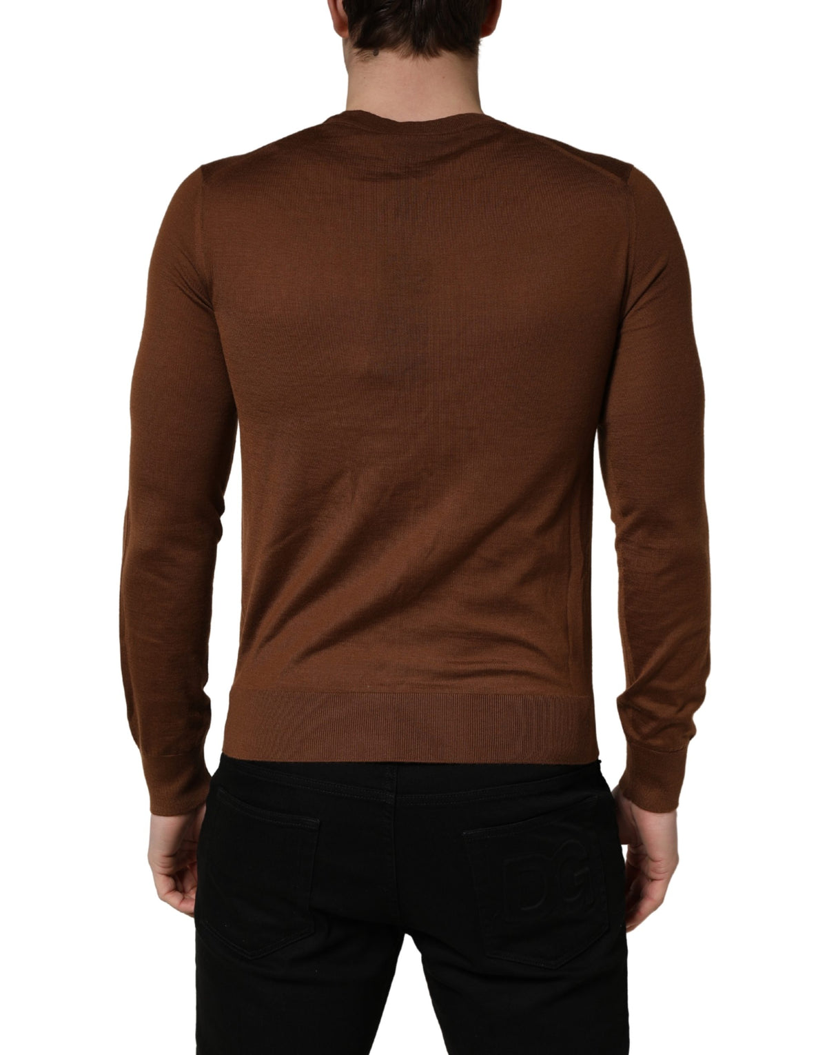 Dolce & Gabbana Brown Cashmere Men Crew Neck Pullover Sweater - Eljoys Fashion 