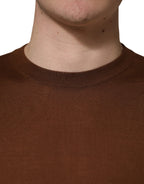 Dolce & Gabbana Brown Cashmere Men Crew Neck Pullover Sweater - Eljoys Fashion 