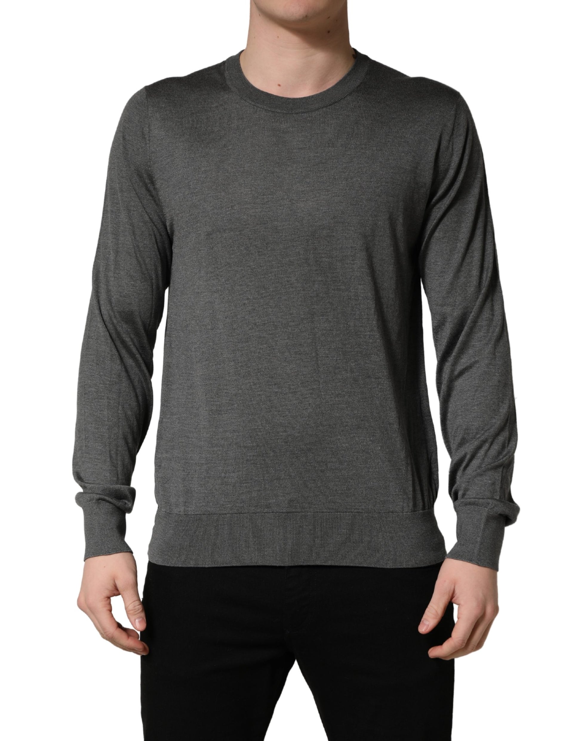 Dolce & Gabbana Gray Long Sleeves Crew Neck Pullover Sweater Dolce & Gabbana