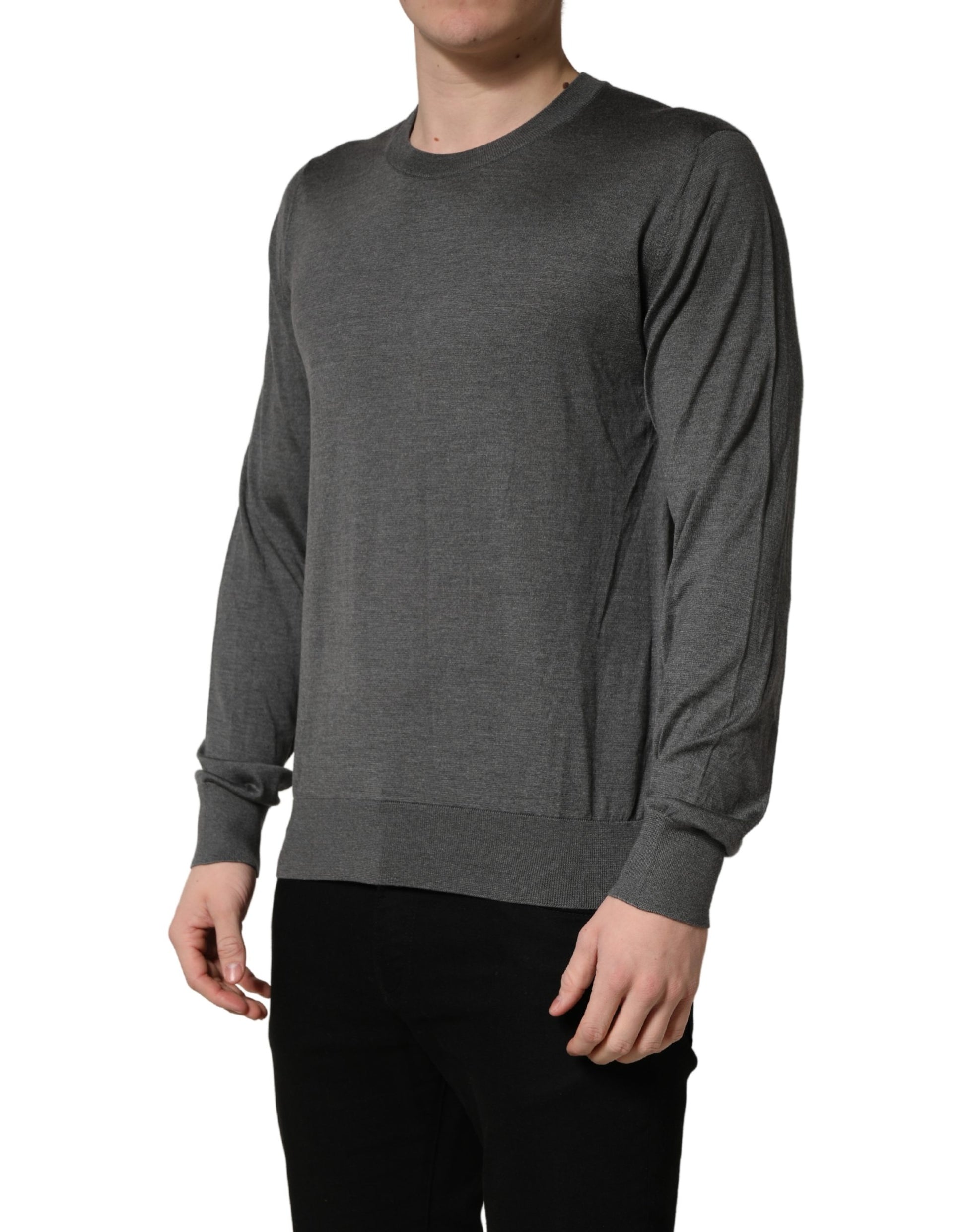 Dolce & Gabbana Gray Long Sleeves Crew Neck Pullover Sweater Dolce & Gabbana