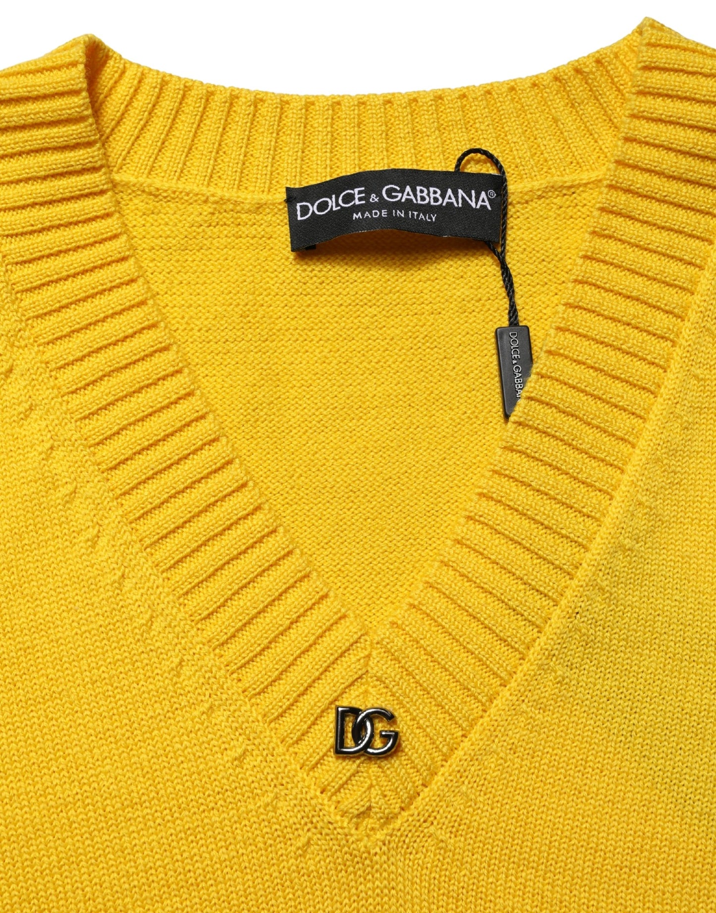 Dolce & Gabbana Wool Knitted V-Neck Pullover Yellow Dolce & Gabbana