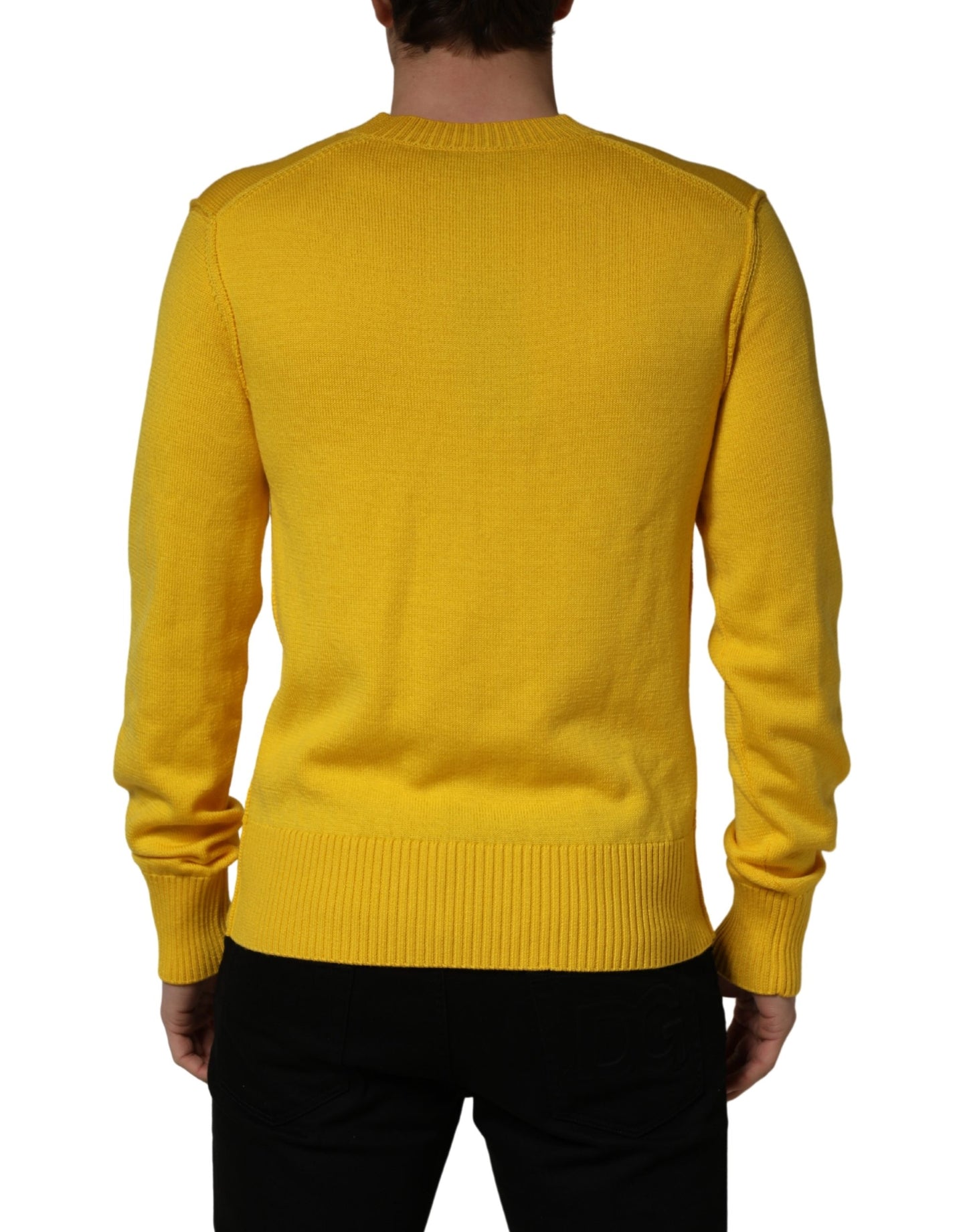 Dolce & Gabbana Wool Knitted V-Neck Pullover Yellow Dolce & Gabbana