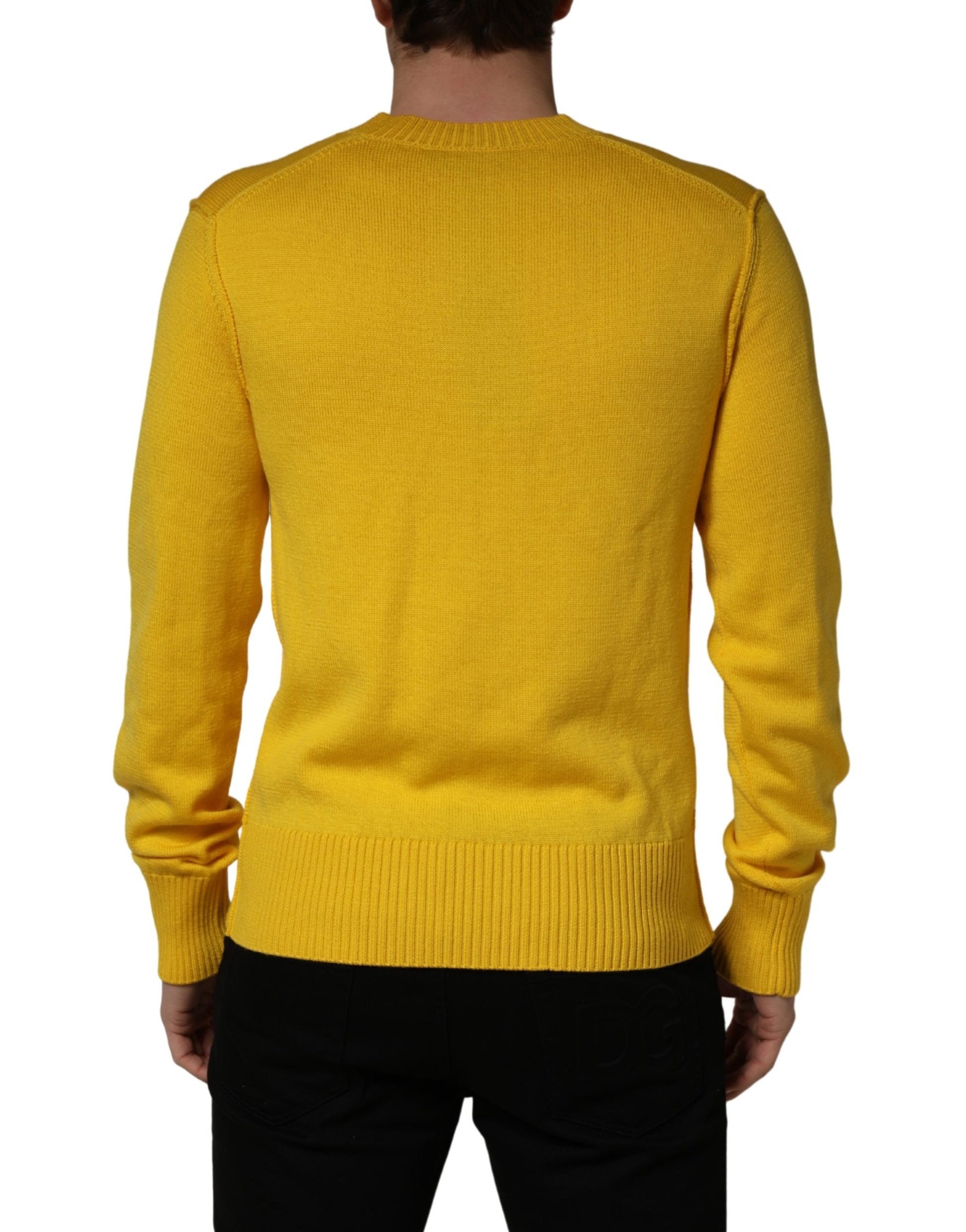 Dolce & Gabbana Wool Knitted V-Neck Pullover Yellow Dolce & Gabbana