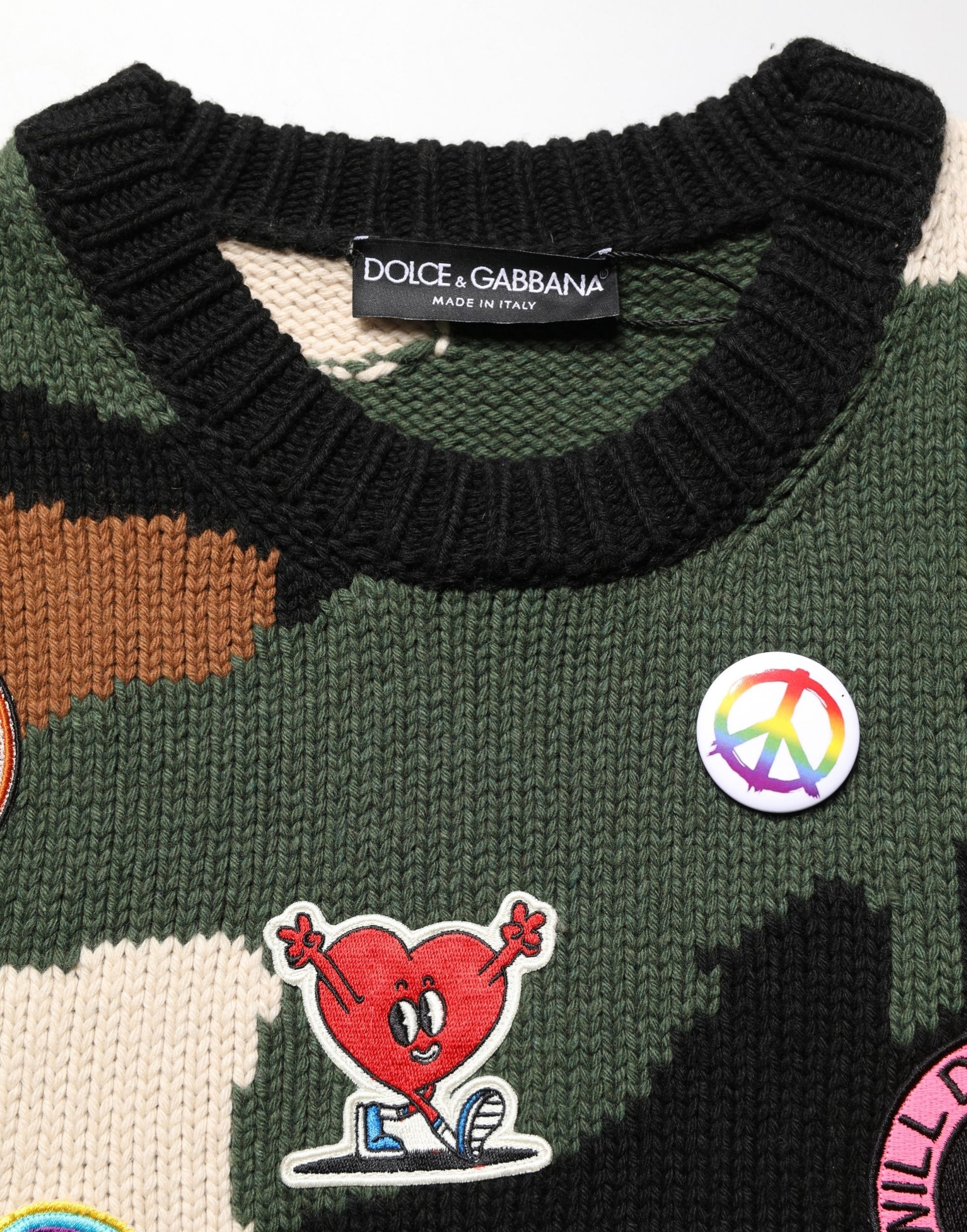Dolce & Gabbana Multicolor Intarsia Knit Camouflage Pullover Sweater Dolce & Gabbana
