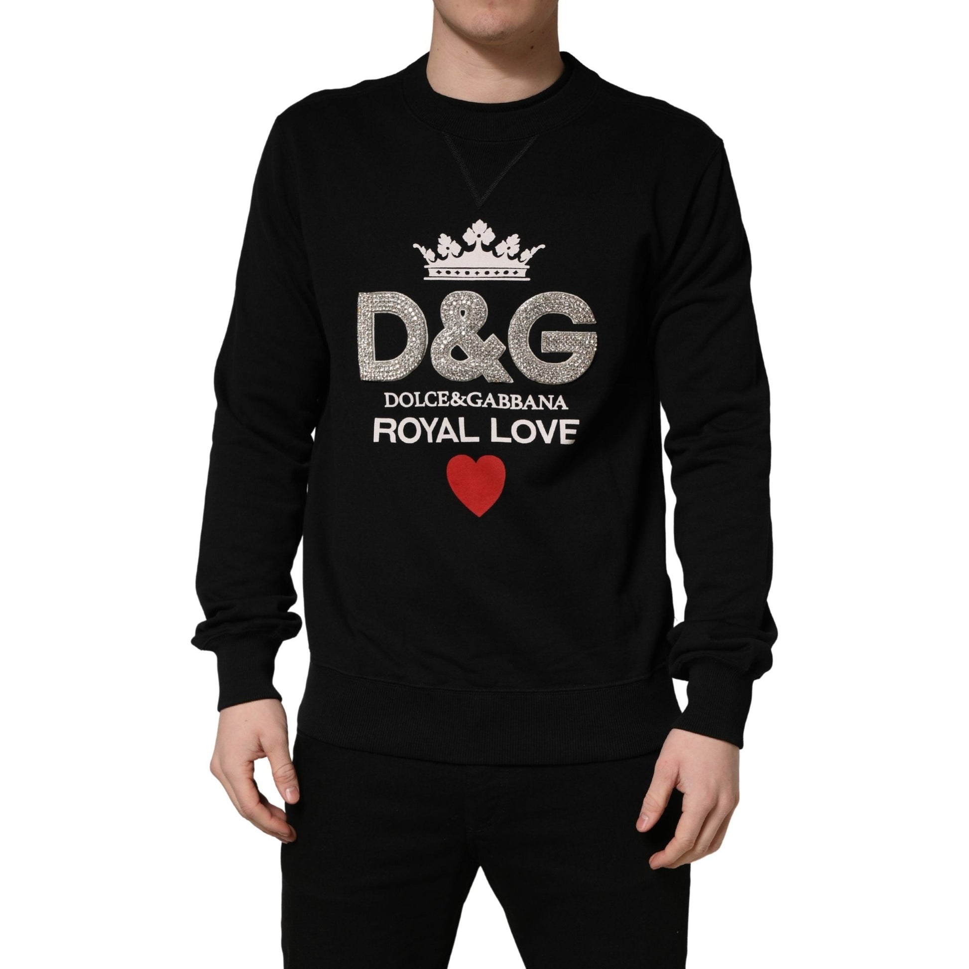 Dolce & Gabbana Black Embellished Cotton Sweatshirt Sweater Dolce & Gabbana
