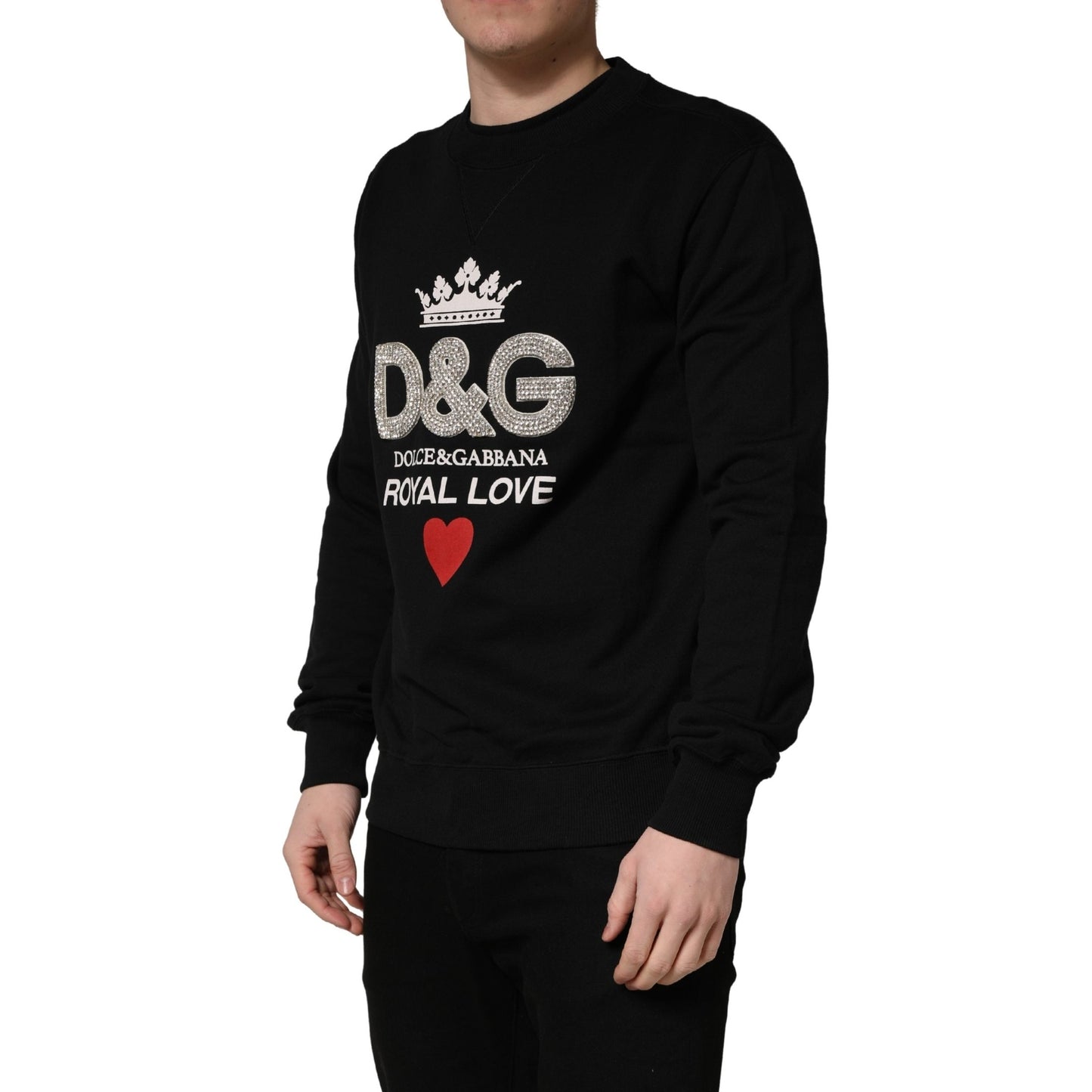 Dolce & Gabbana Black Embellished Cotton Sweatshirt Sweater Dolce & Gabbana