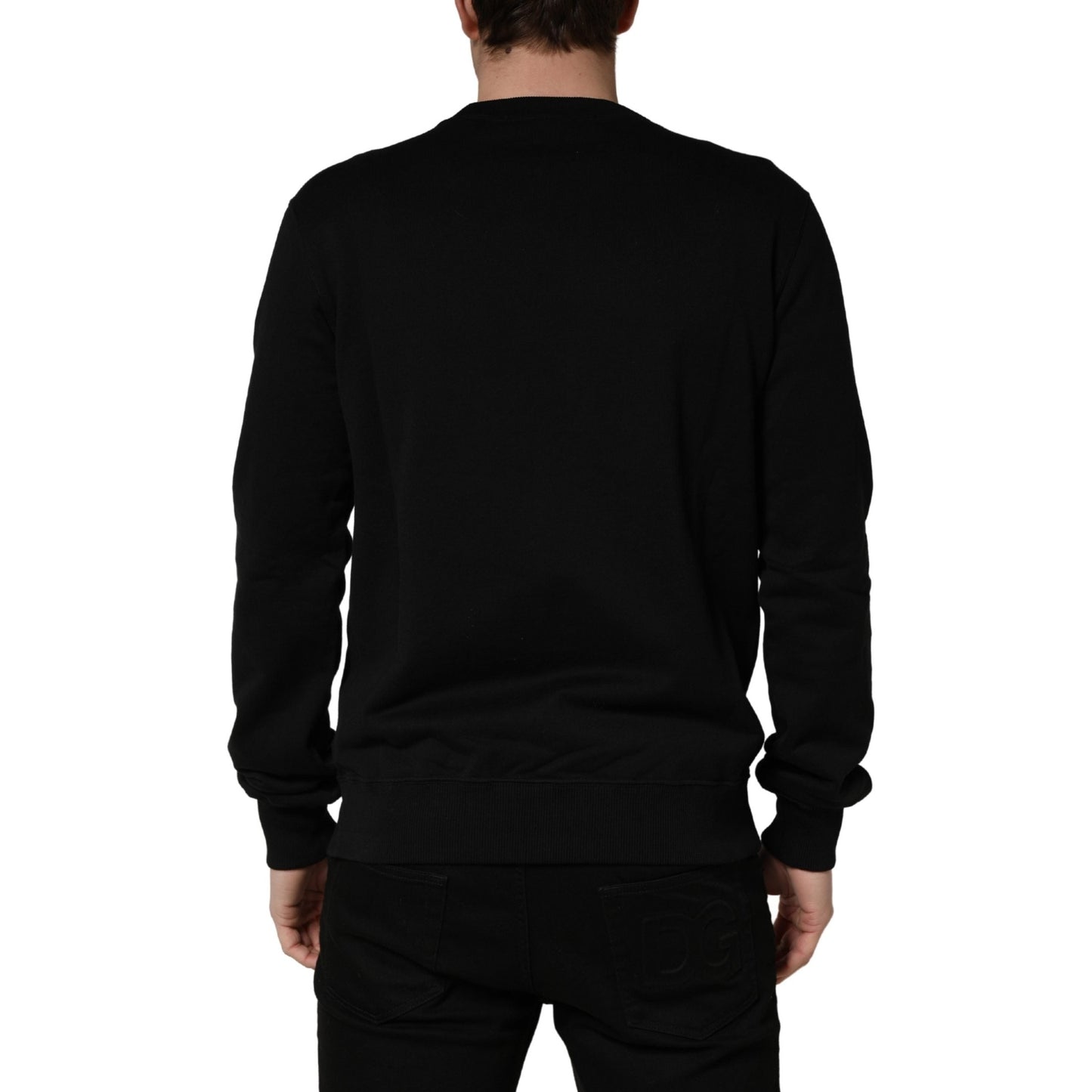 Dolce & Gabbana Black Embellished Cotton Sweatshirt Sweater Dolce & Gabbana