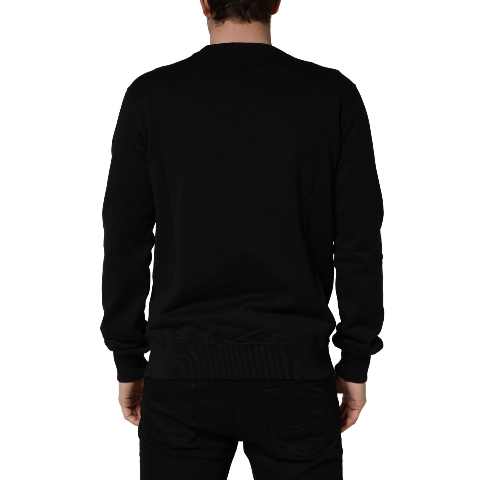 Dolce & Gabbana Black Embellished Cotton Sweatshirt Sweater Dolce & Gabbana