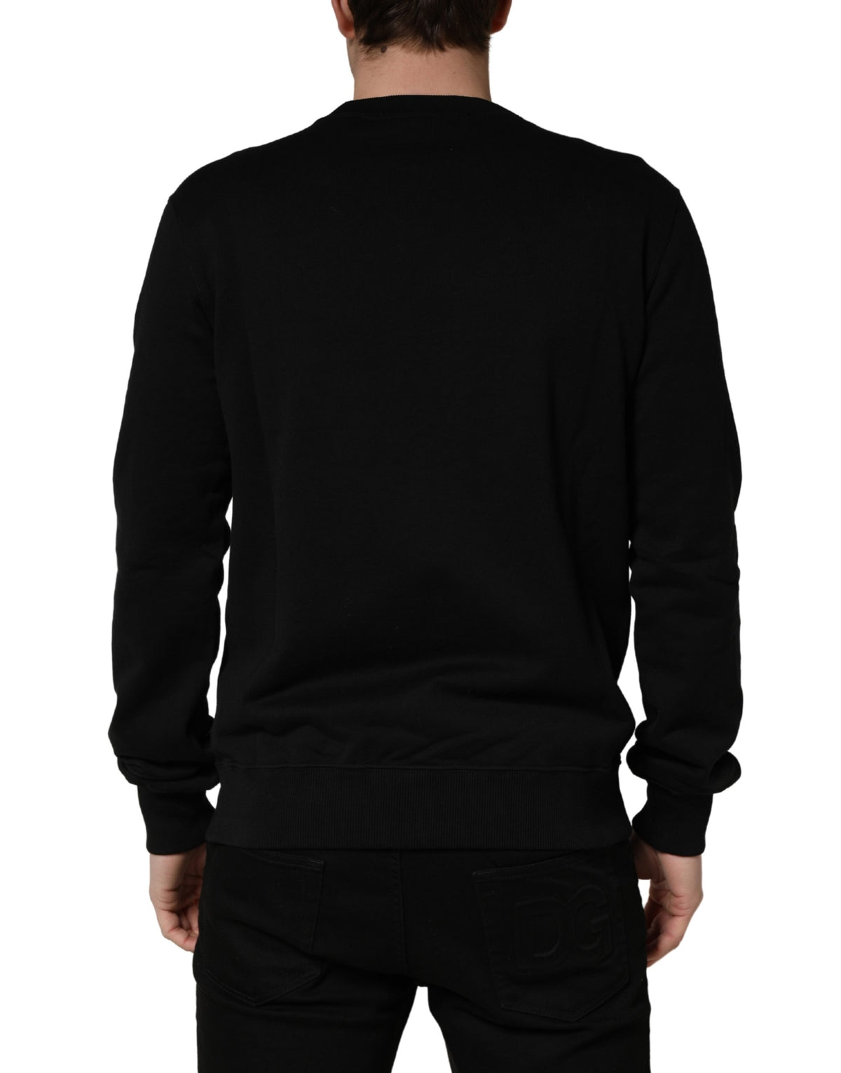 Dolce & Gabbana Black Embellished Cotton Sweatshirt Sweater