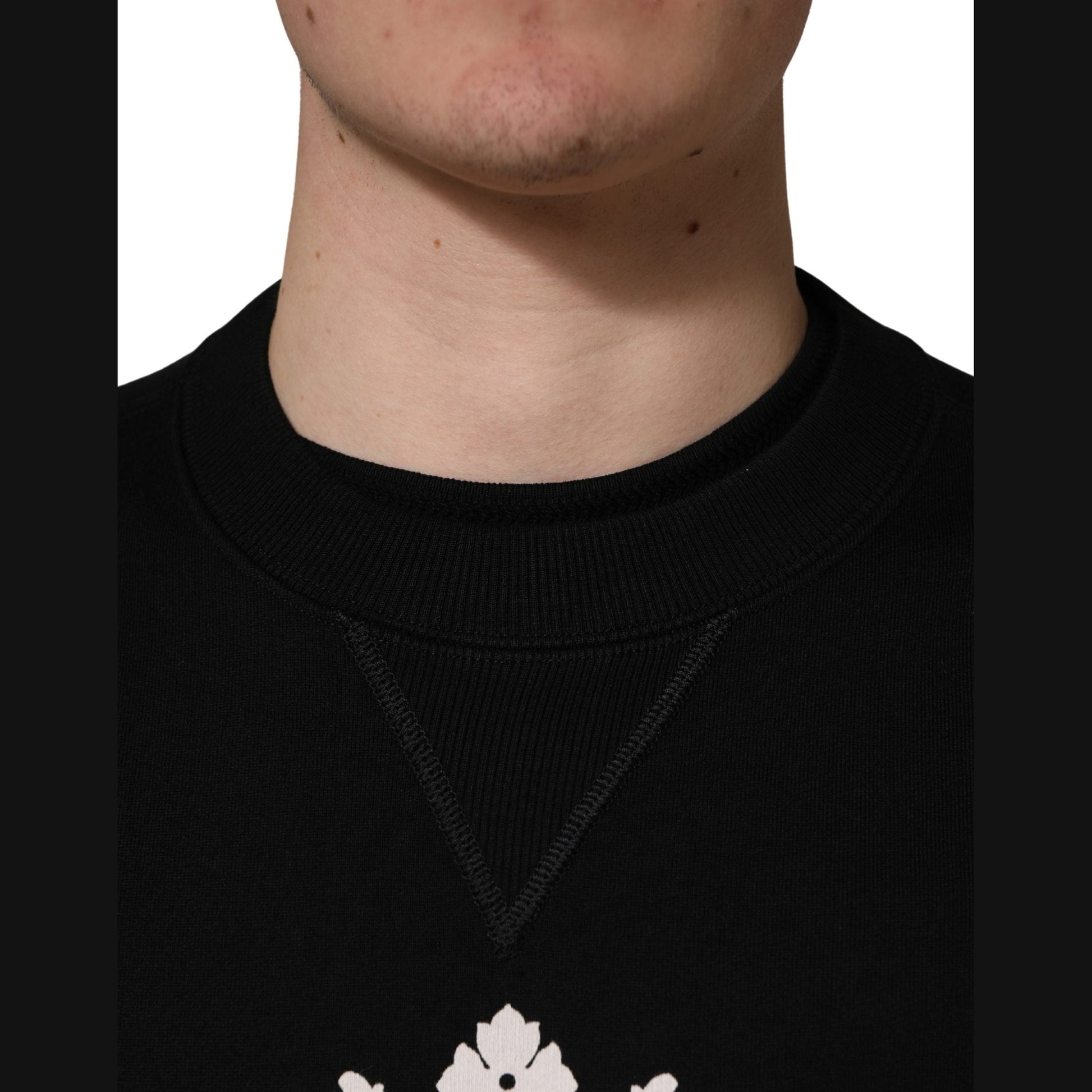 Dolce & Gabbana Black Embellished Cotton Sweatshirt Sweater Dolce & Gabbana