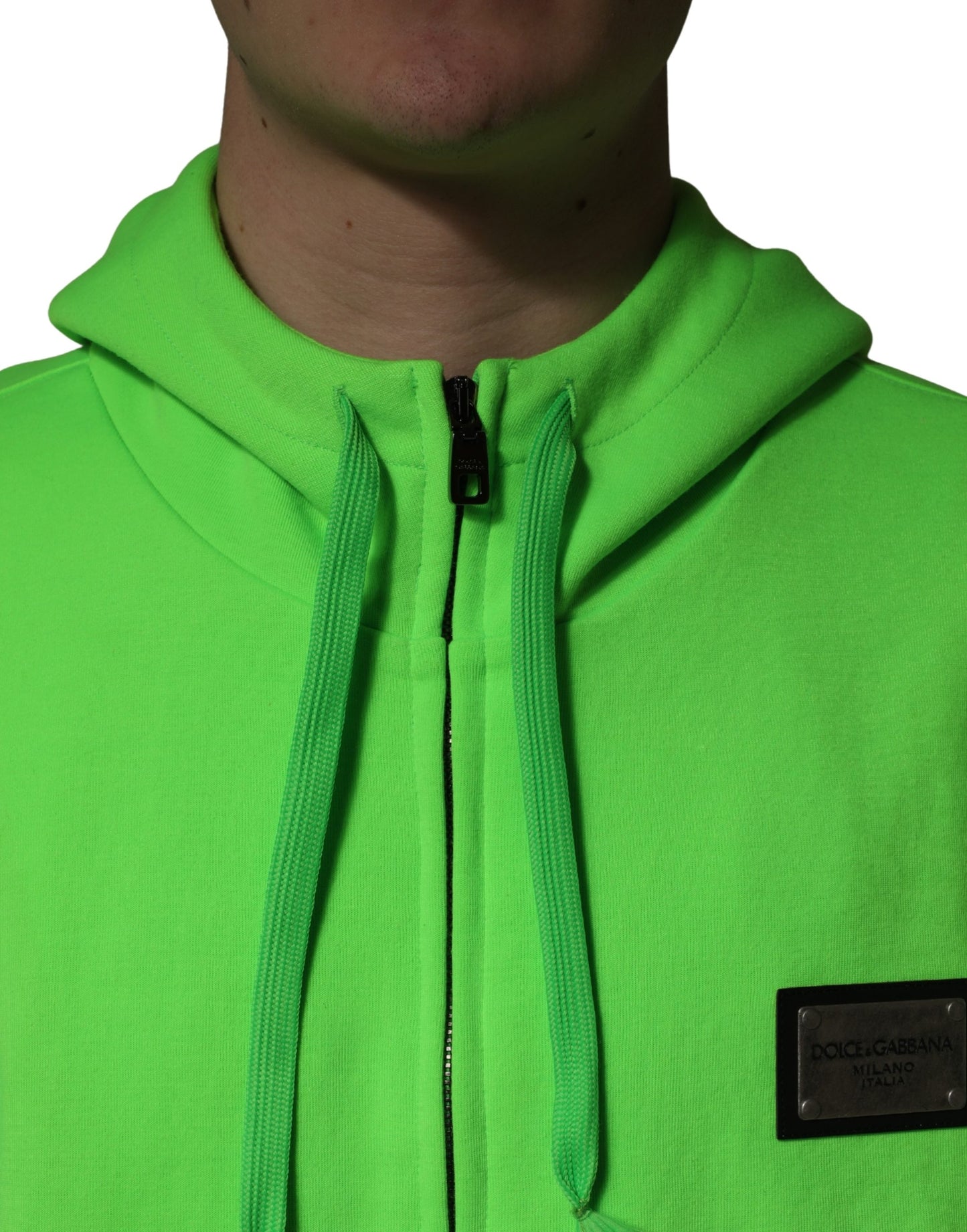 Dolce & Gabbana Green FullZip Fleece HoodedSweatshirt Sweater Dolce & Gabbana