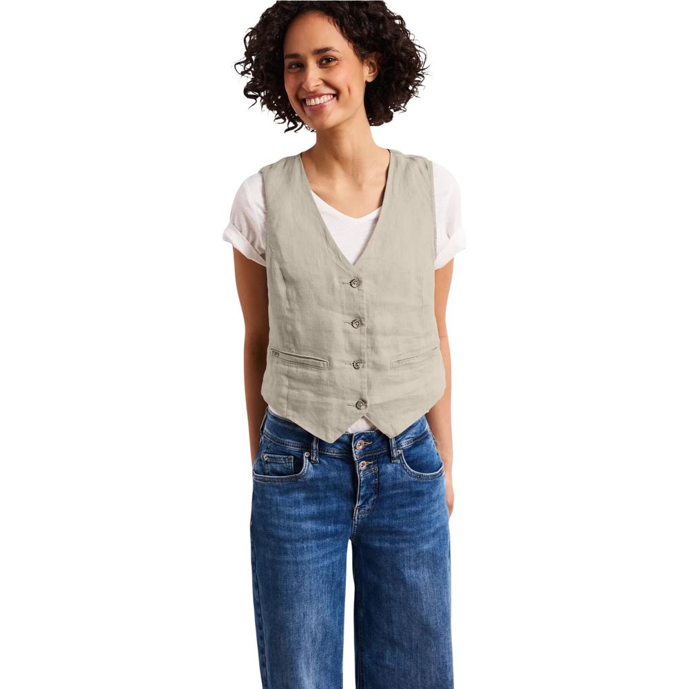 Street One Beige Linen Waistcoat Street One