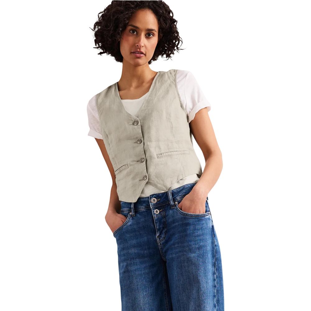 Street One Beige Linen Waistcoat Street One