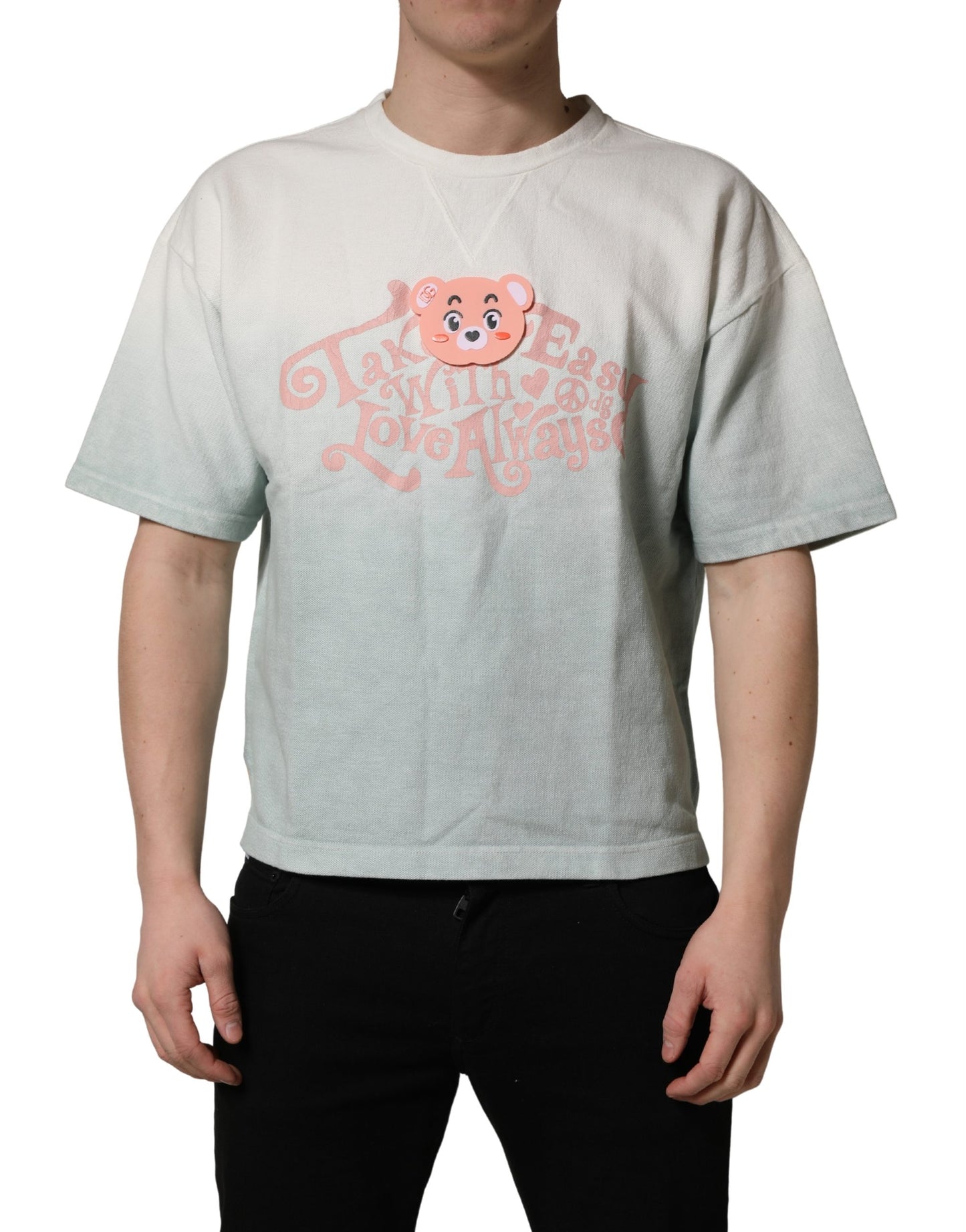 Dolce & Gabbana Green Tie-Dye Graphic Print Cotton Crewneck T-shirt Dolce & Gabbana