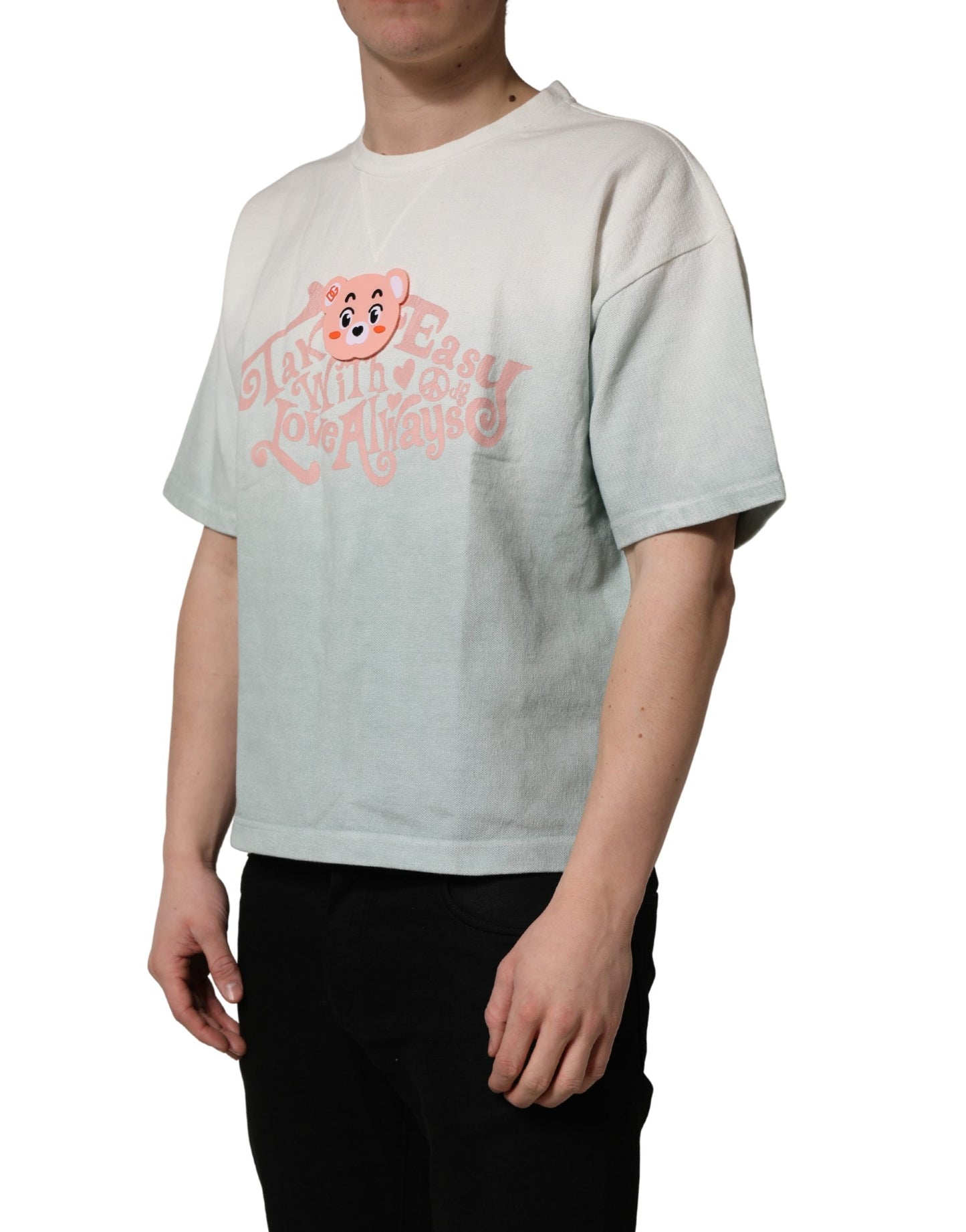 Dolce & Gabbana Green Tie-Dye Graphic Print Cotton Crewneck T-shirt Dolce & Gabbana