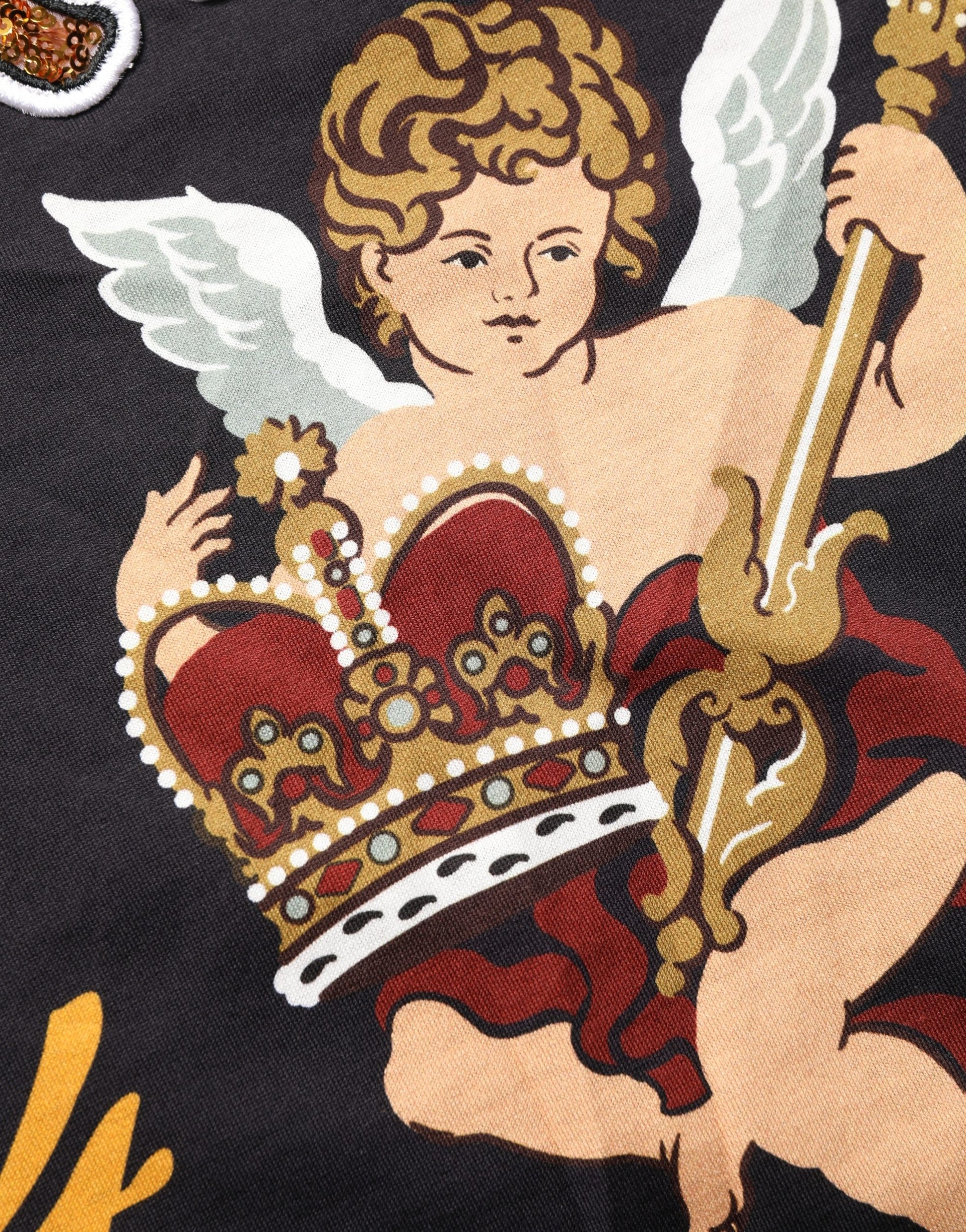Dolce & Gabbana Black Angel Print Cotton Crew Neck T-shirt Dolce & Gabbana