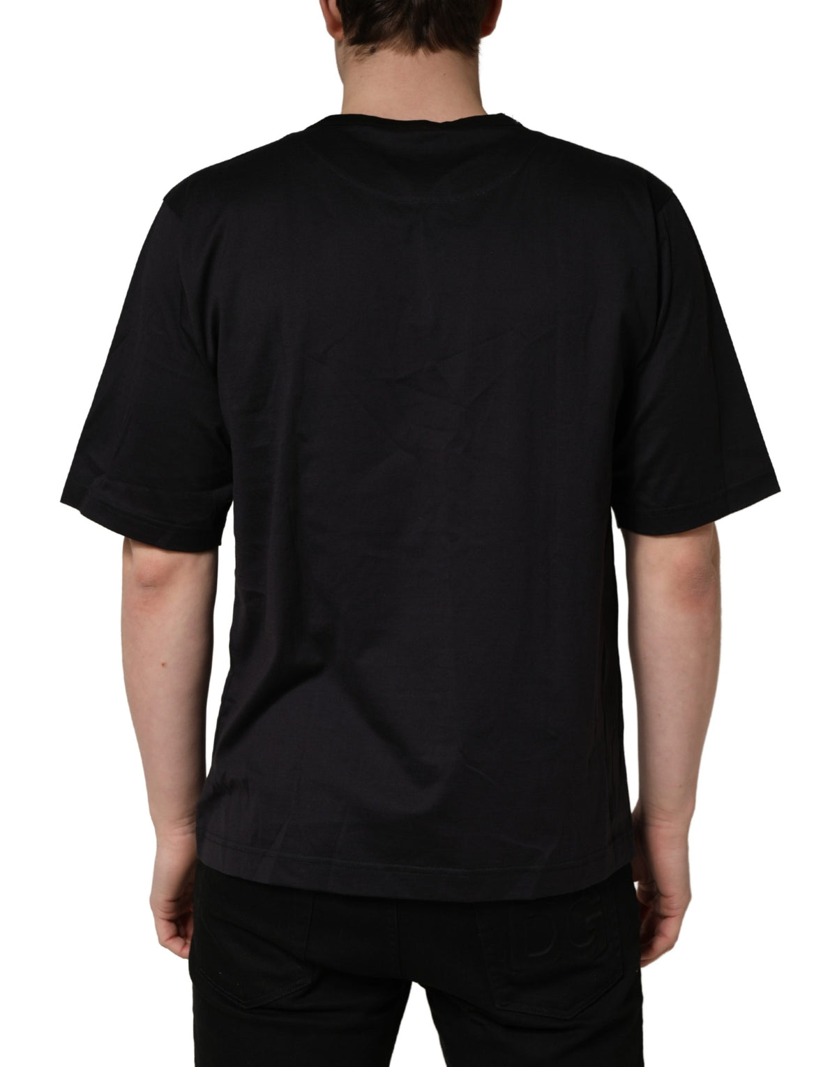 Dolce & Gabbana Black Angel Print Cotton Crew Neck T-shirt