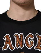 Dolce & Gabbana Black Angel Print Cotton Crew Neck T-shirt