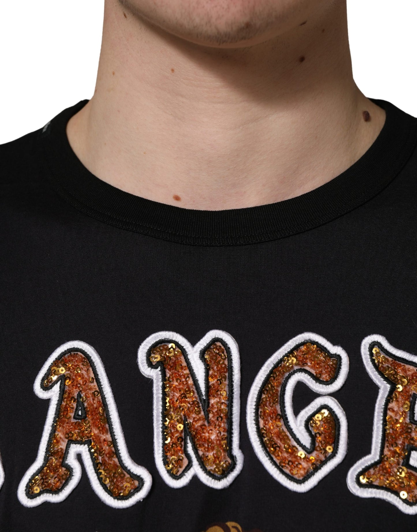 Dolce & Gabbana Black Angel Print Cotton Crew Neck T-shirt Dolce & Gabbana