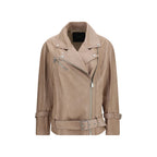 PINKO Beige Lambskin Leather Jacket