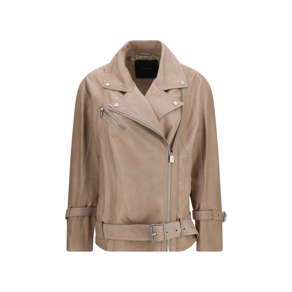 PINKO Beige Leather Jacket PINKO