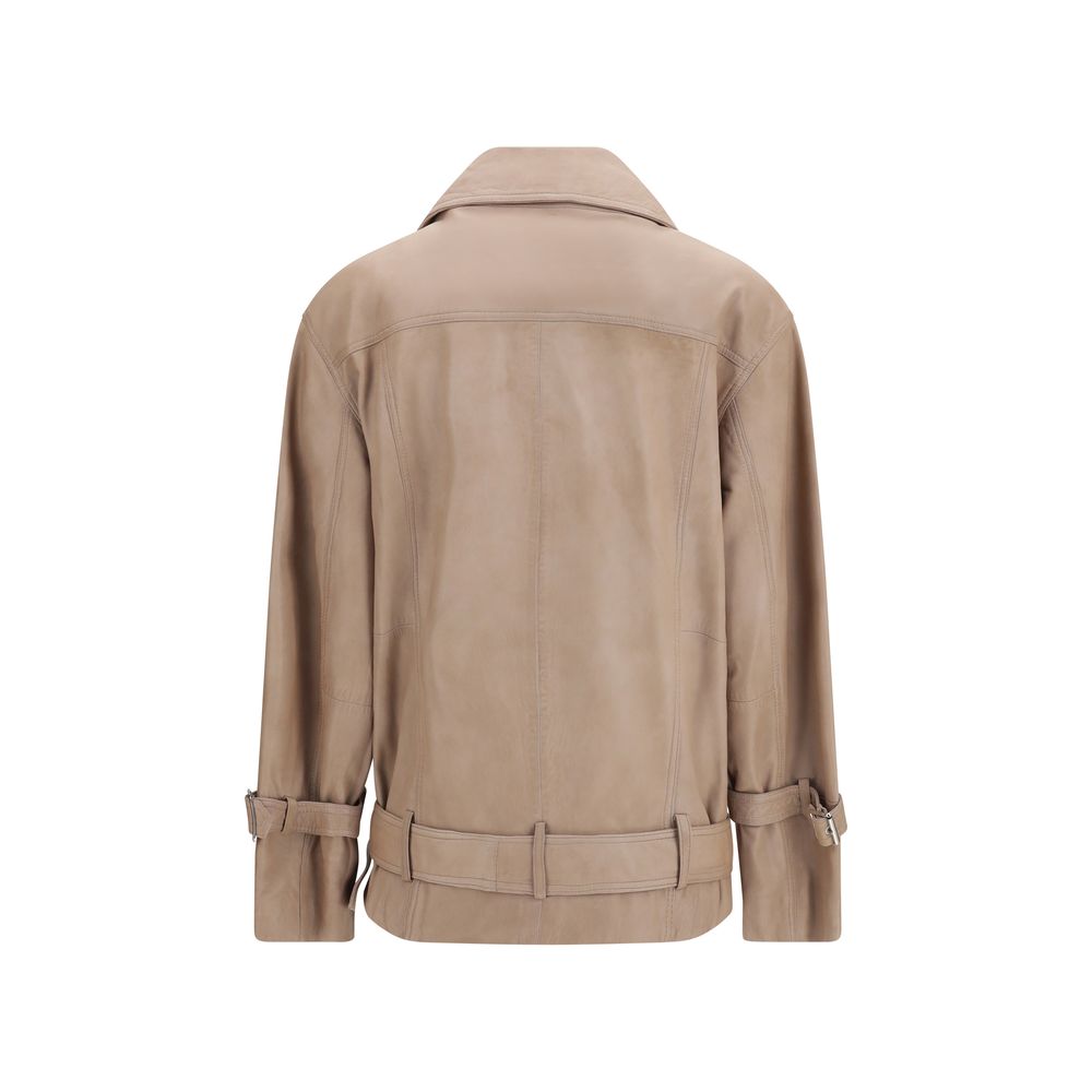 PINKO Beige Leather Jacket PINKO