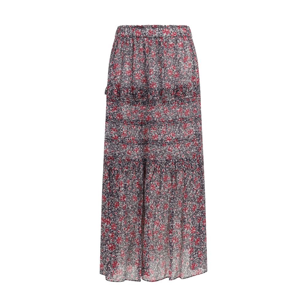 Purple cotton long skirt by Isabel Marant Étoile with a flowing design and subtle pleats, displayed on a neutral background.
