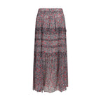 Purple cotton long skirt by Isabel Marant Étoile with a flowing design and subtle texture, displayed on a hanger.