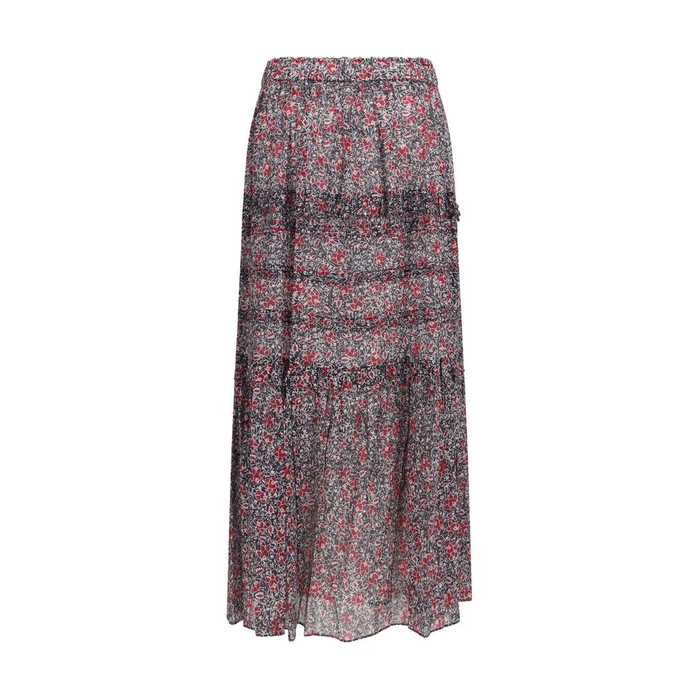 Purple cotton long skirt by Isabel Marant Étoile with a flowing design and subtle texture, displayed on a hanger.