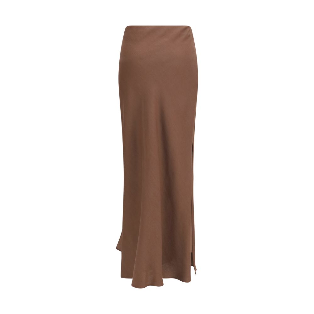 Brunello Cucinelli Brown Viscose Long Skirt Brunello Cucinelli