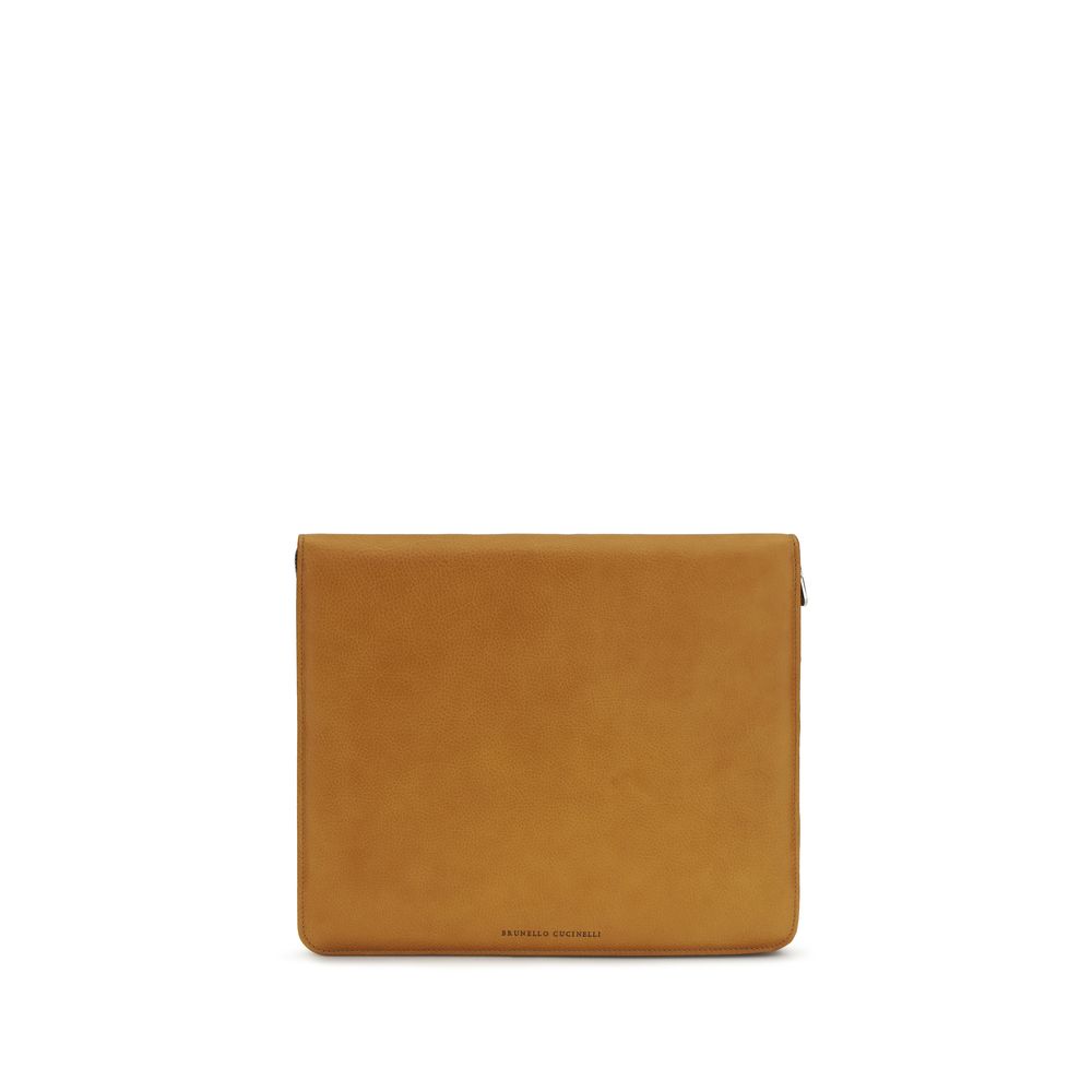 Brown calf leather Bos Taurus wallet by Brunello Cucinelli featuring sleek design and fine craftsmanship.