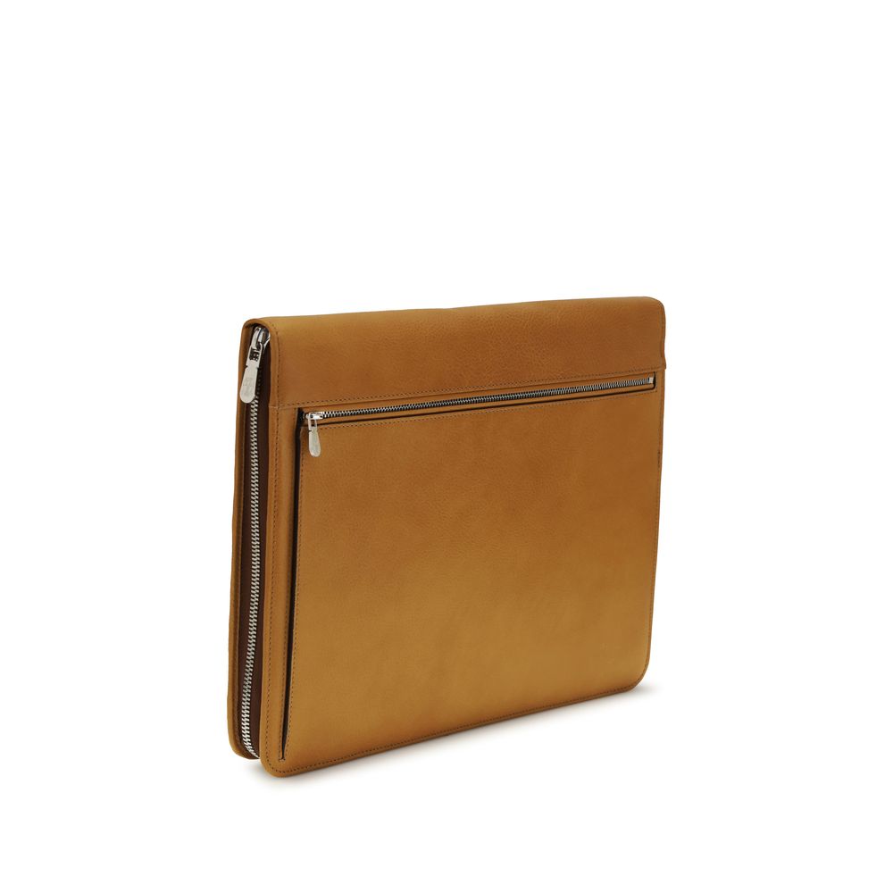 Brown calf leather Bos Taurus wallet by Brunello Cucinelli with sleek design and subtle branding.