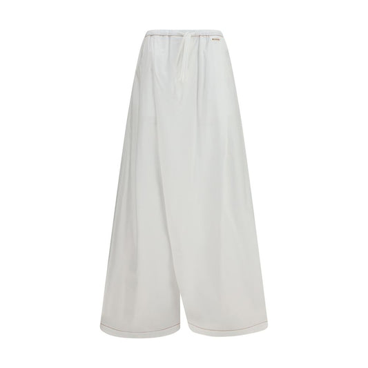Marni White Cotton Casual Pants Marni