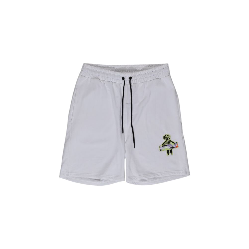 Refrigiwear white cotton Bermuda shorts displayed on a model, featuring a casual fit and classic knee-length design.