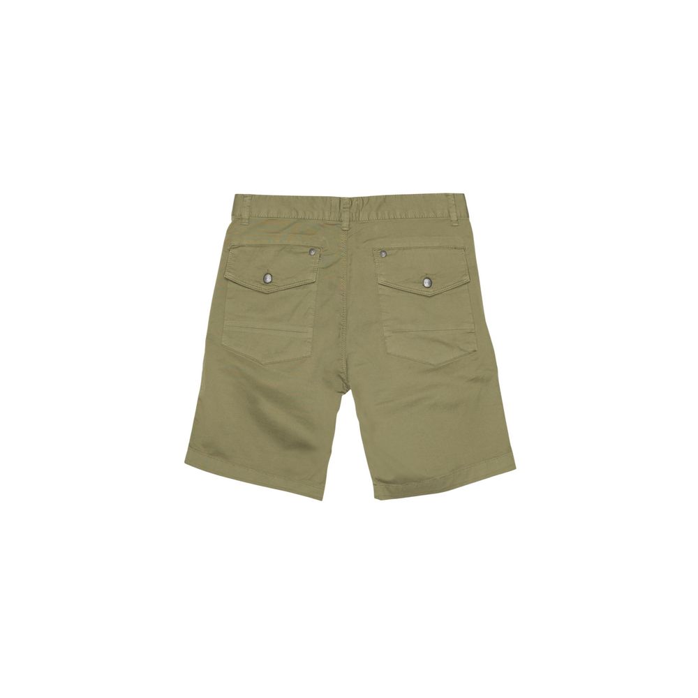 Refrigiwear green cotton Bermuda shorts with a relaxed fit and adjustable waistband, suitable for casual summer wear.