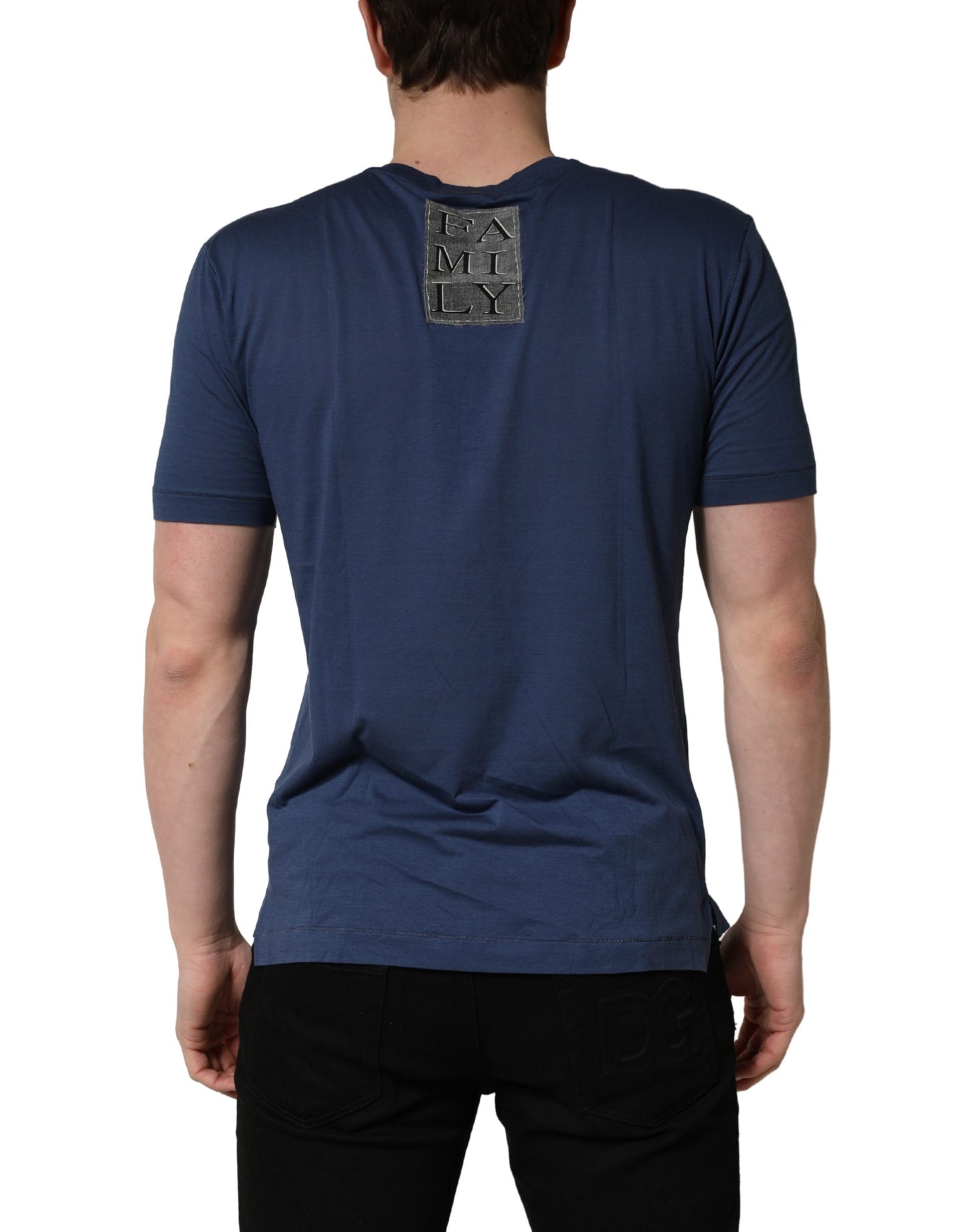 Dolce & Gabbana Navy Blue Cotton Graphic Crew Neck T-shirt Dolce & Gabbana