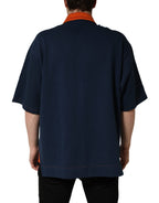 Dolce & Gabbana Navy Blue Cotton Logo Short Sleeves Men Polo T-shirt
