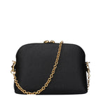 Black leather shoulder bag by Dolce & Gabbana with sleek design and silver hardware, showcasing its elegant, high-end style.