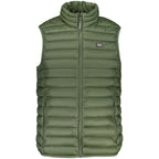 Norway 1963 Verde polyester men's vest laid flat, showing front view with zip closure and sleeveless design.