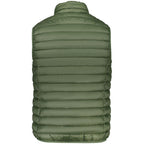 Norway 1963 Verde polyester men's vest displayed on a hanger, featuring a sleek design and vibrant green color.