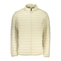 Norway 1963 beige polyamide men's jacket with a front zipper and adjustable collar, displayed on a hanger.