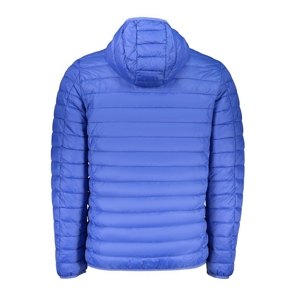 Norway 1963 blue polyamide men's jacket displayed on a hanger, showcasing the lightweight and weather-resistant design.