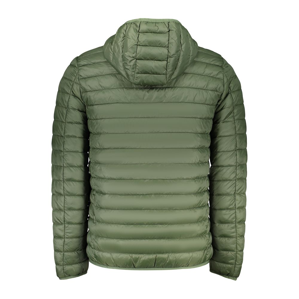 Norway 1963 green polyamide men's jacket with front zipper, collar, and long sleeves, stylish outdoor outerwear.