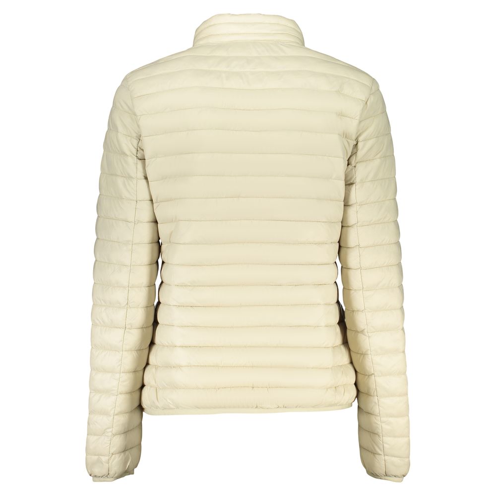 Norway 1963 beige polyamide women's jacket displayed on a hanger, showcasing its lightweight and casual design.