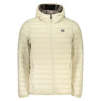 Norway 1963 beige polyamide men's jacket with front zipper and collar, stylish outdoor outerwear.