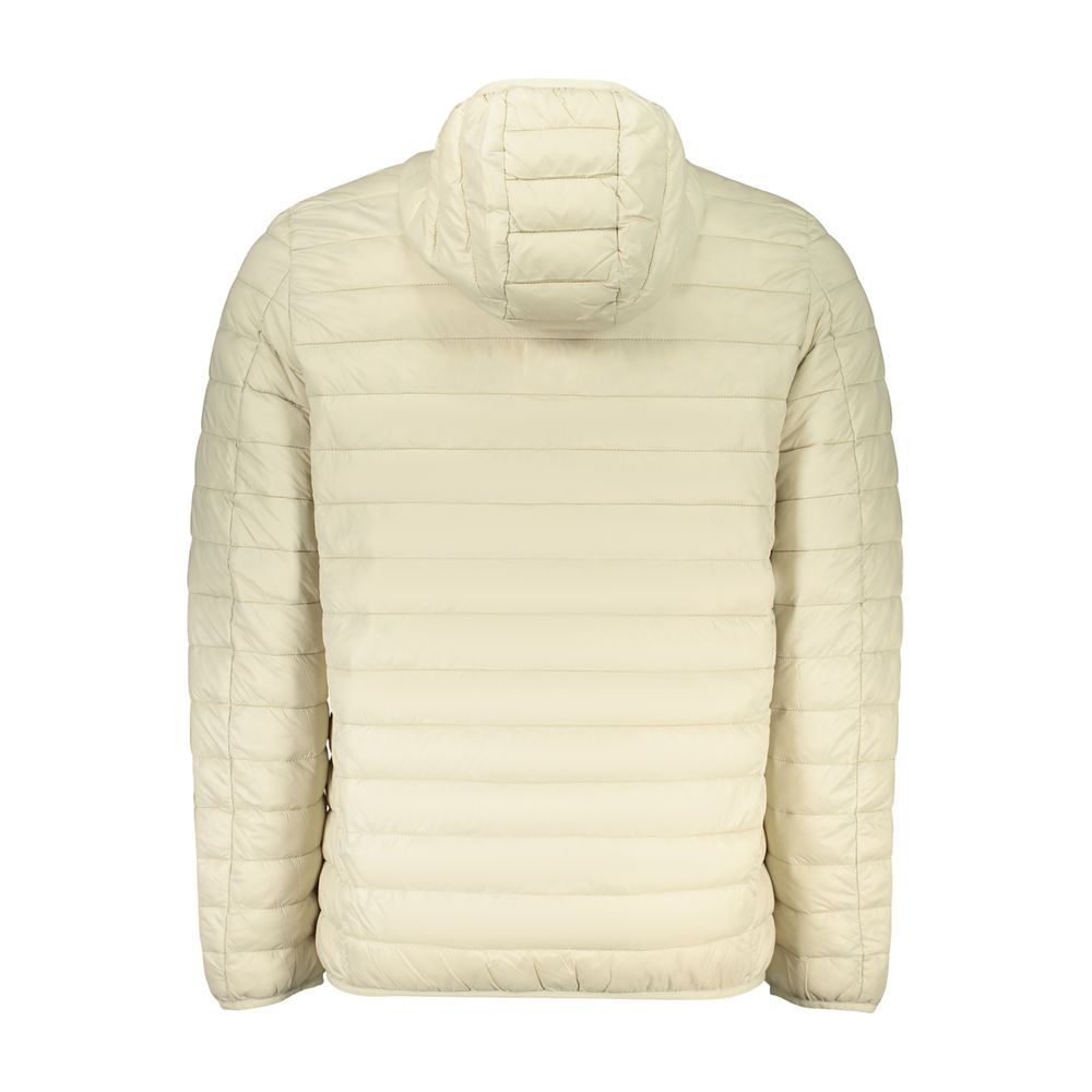 Norway 1963 men's beige polyamide jacket with front zipper and collar, displayed on a hanger.